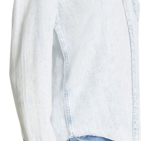 Rails NWT Ingrid Raw Hem Chambray Shirt in Light Acid Wash Size Small - Picture 6 of 13